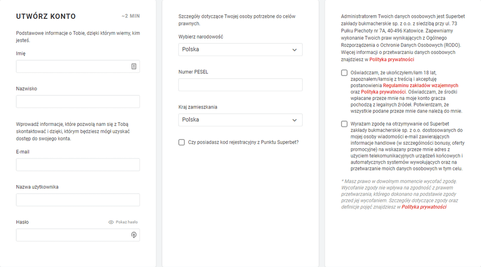 Superbet rejestracja