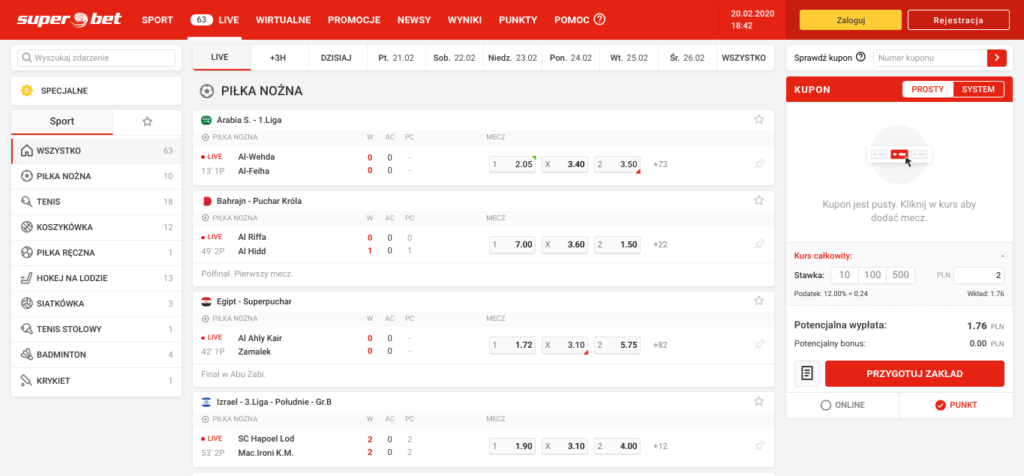 zakłady na żywo superbet