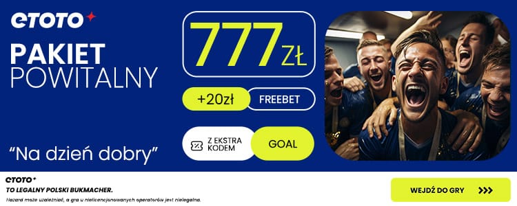 eToto kod bonusowy GOAL na freebet 20 zł eToto bonus freebet za kod