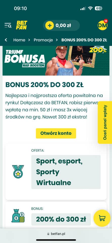 bonus betfan - 200% do 300 zł Betfan bonus powitalny