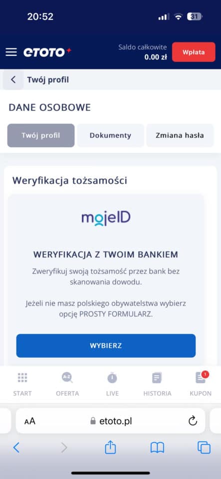 Weryfikacja ETOTO z wykorzystaniem MojeID ETOTO weryfikacja MojeID
