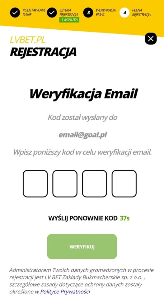 weryfikacja nowego konta lv bet kod rejestracyjny lv bet