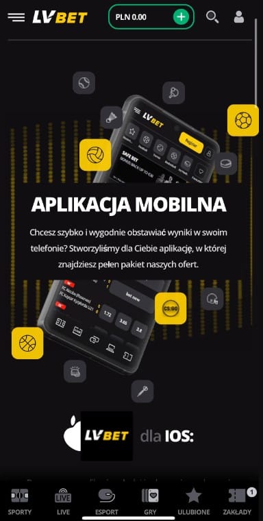 aplikacja LV BET dla iOS LV BET aplikacja na iOS