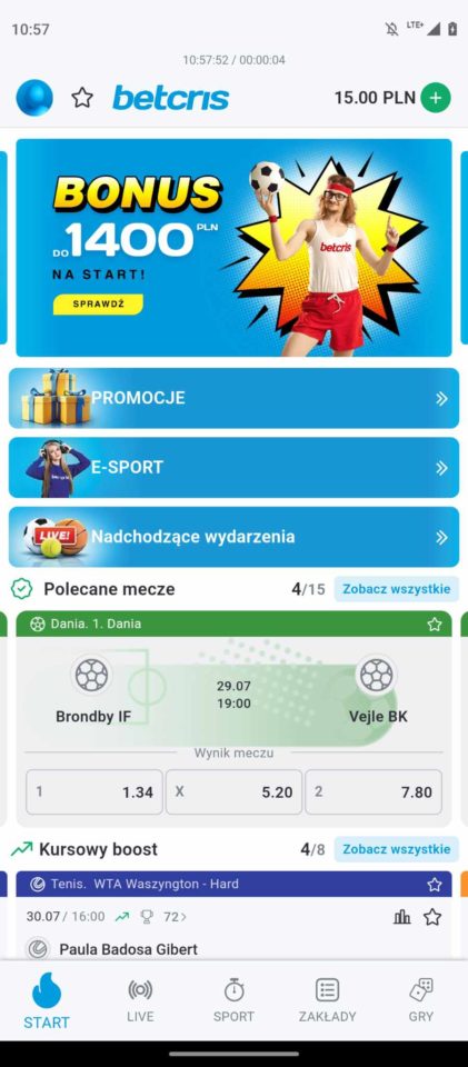 Betrcis aplikacja mobilna Aplikacja mobilna Betcris