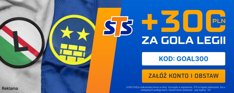 Bonus 300 zł za gola Legii w meczu z Brondby Promocja w STS na spotkanie Legia - Brondby