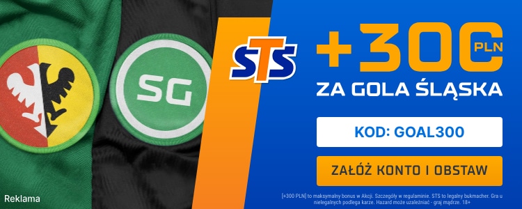 Bonus 300 zł za gola Śląską z St. Gallen Promocja w STS na mecz Śląsk - St. Gallen