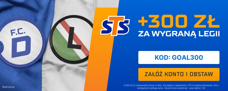 Bonus 300 zł w STS za wygraną Legii nad Dritą Promocja w STS na mecz FK Drita - Legia Warszawa