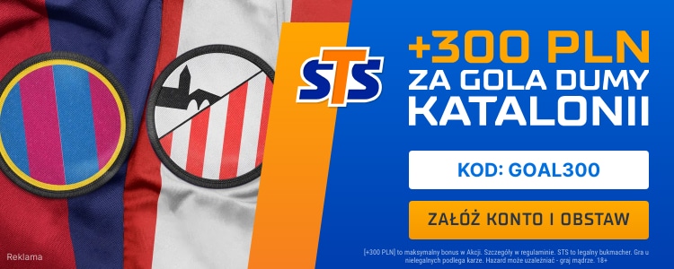 Bonus 300 zł bramkę Barcelony lub Athleticu Bilbao Promocja w STS na spotkanie FC Barcelona - Athletic Bilbao