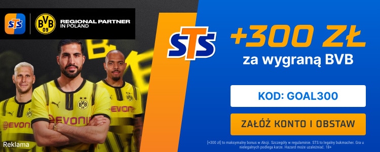 Bonus 300 zł za wygraną Borussii Dortmund Promocja w STS na mecz Borussia Dortmund - Heidenheim