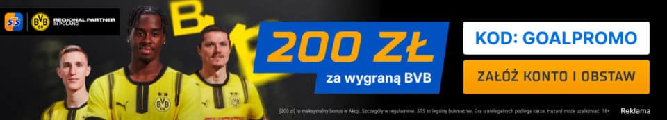 Bonus 200 zł za typ na zwycięzcę meczu Borussia - Lipsk 200 zł bonusu od STS na mecz BVB - Lipsk