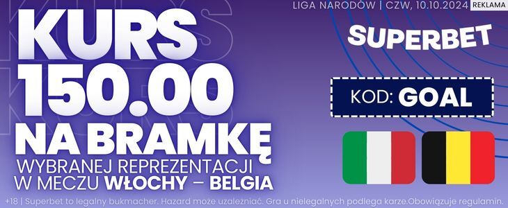 300 zł bonusu w Superbet na mecz Belgia - Włochy Promocja w Superbet na pojedynek Włochy - Belgia