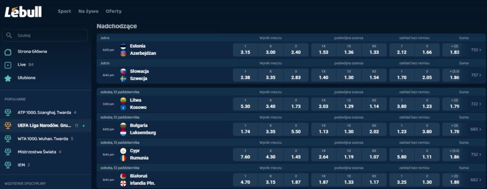 Lebull oferta zakładów Oferta zakładów na piłkę nożną w Lebull