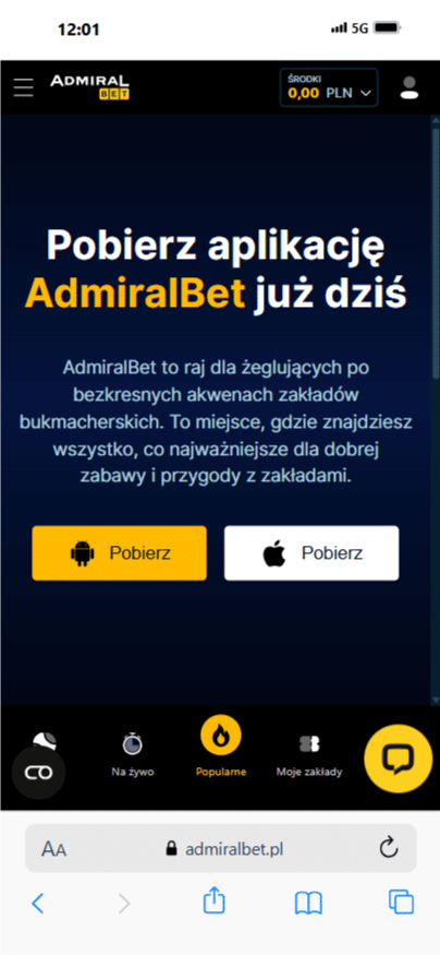 Aplikacja Admiralbet