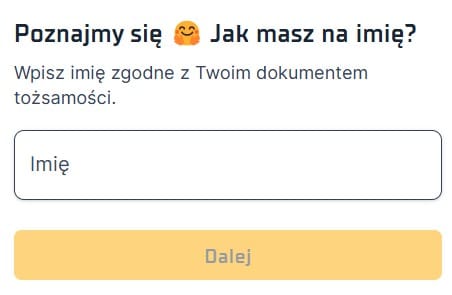 STS rejestracja - imię
