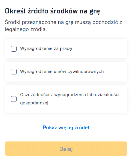 Rejestracja STS źródło dochodu